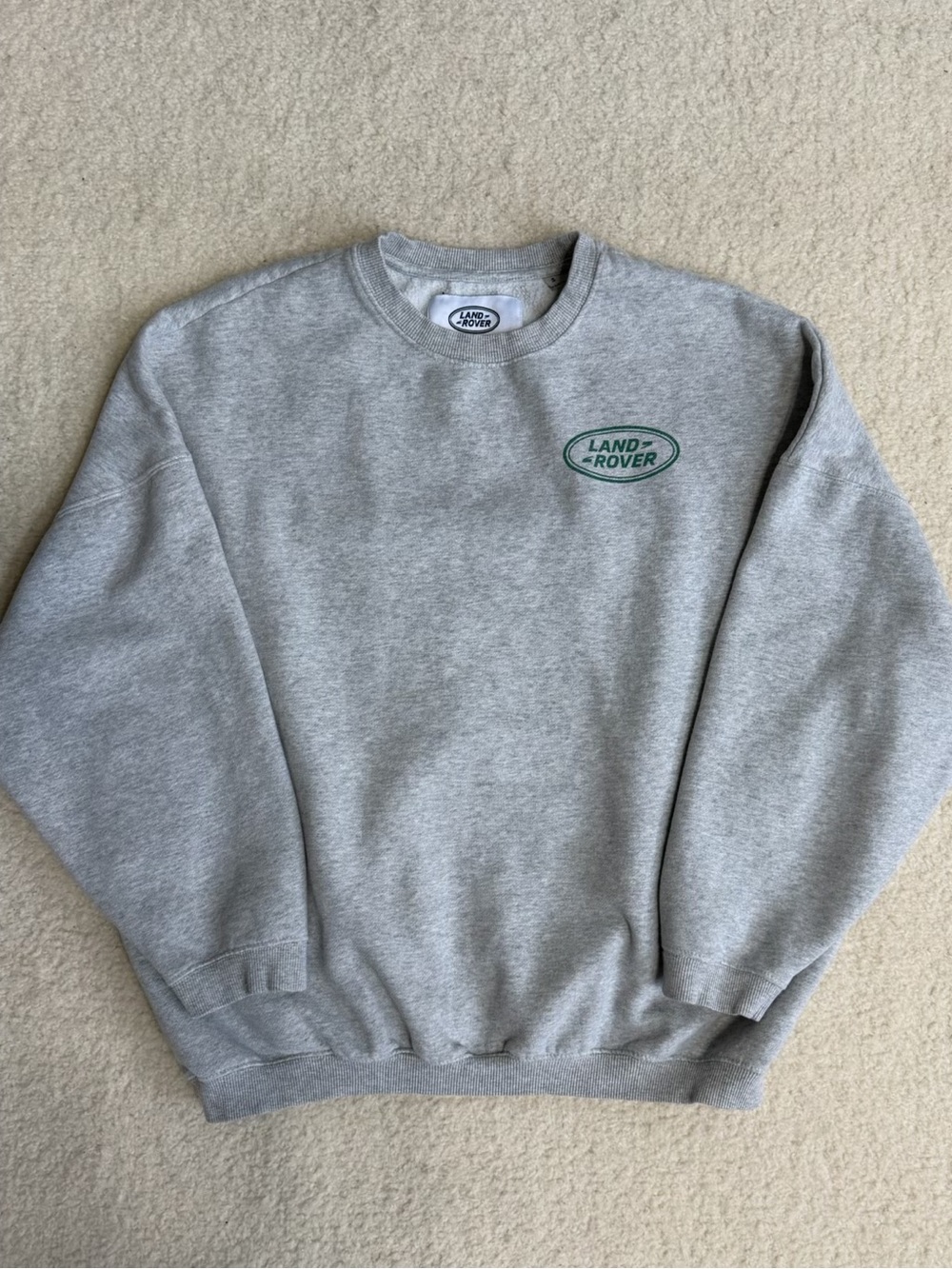Land Rover PacSun Grey Crewneck Sweatshirt with Green Logo Small S